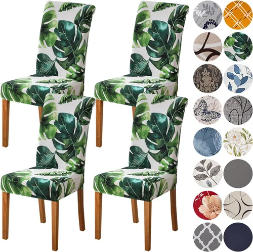 Vista 88 de HZDHCLH Juego de 4 fundas para sillas de comedor color burdeos, fundas elásticas de elastano para sillas Parsons, paquete de 4, fundas de asiento