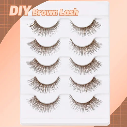 Vista 4 de Veleasha Lash Kit Brown False Eyelashes Wispy Strip Lashes Natural Look