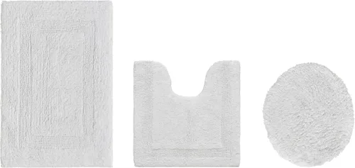 Vista 289 de Better Trends - Juego de 2 alfombras de baño 100% algodón, extra suaves, con borlas, de 17" x 24", alfombra de baño superabsorbente y reversible
