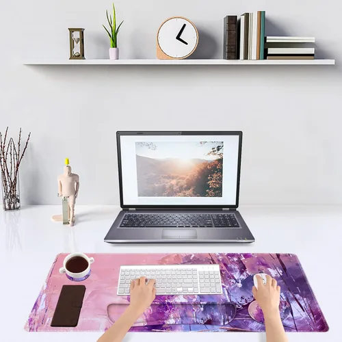 Vista 2 de DINKY Juego de alfombrillas para mouse y teclado, alfombrilla de mouse grande para juegos + soporte ergonómico de espuma viscoelástica