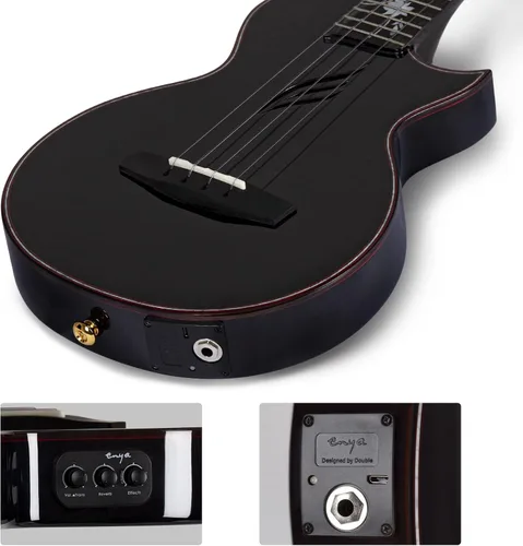 Vista 6 de Ukelele Enya Tenor completamente de madera de arce flameado con captador acústico AcousticPlus incorporado y estuche de lujo