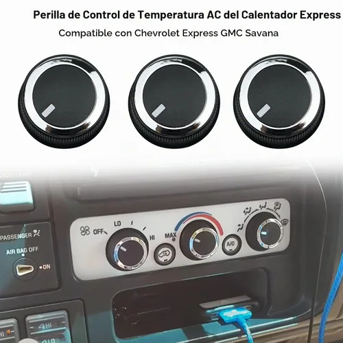 Vista 2 de 84141127 Perilla de control de temperatura CA para Chevrolet Express 2008-2021, apto para GMC Savana 2008-2017, 84793085 3 piezas
