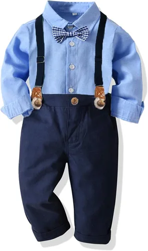 Vista 8 de SALNIER Conjunto formal de esmoquin para niños pequeños B-Negro