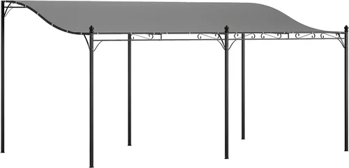 Vista 11 de Outsunny Toldo de pérgola para exteriores de 10' x 16' montado en la pared, color blanco crema