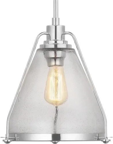 Vista 10 de Progress Lighting Range Collection - Lámpara colgante costera de cristal transparente con semillas, color grafito, negro