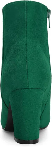 Vista 3 de Allegra K Botines de tacón grueso con cremallera lateral y punta redonda para mujer