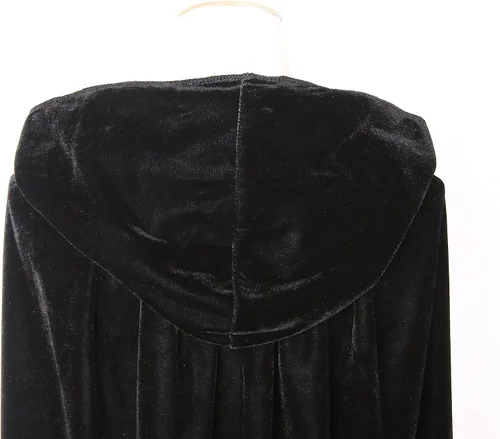 Vista 5 de Diffly - Capa de terciopelo de 39 pulgadas con capucha para disfraz o cosplay de bruja, de la muerte, de mago o de vampiro, ideal para Halloween