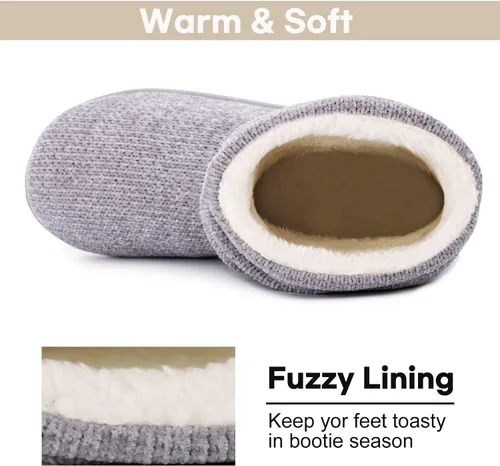 Vista 4 de Botas para estar por casa LongBay para mujer, de tejido de felpilla, bonitas botas de casa con espuma viscoelástica y forro polar