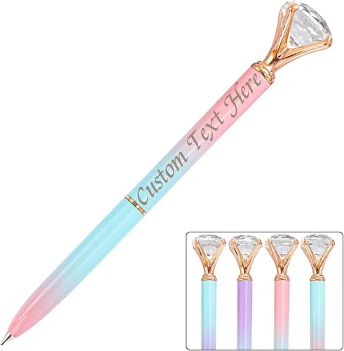 Vista 24 de Bolígrafos personalizados de diamantes grandes, bolígrafo de cristal grabado personalizado con logotipo de nombre, bolígrafo de lujo personalizado