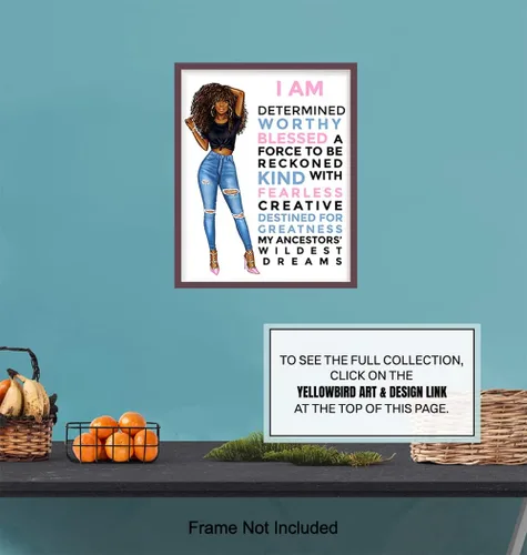 Vista 7 de Arte de pared negro motivacional para mujeres latinas hispanas étnicas afroamericanas, citas inspiradoras positivas, póster de decoración del hogar