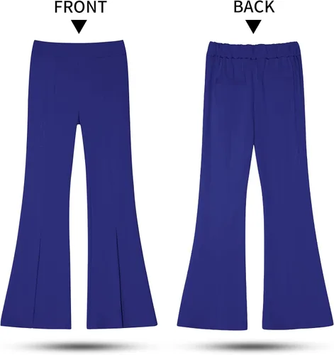 Vista 9 de GRAPENT Pantalones de vestir de pierna ancha para mujer, pantalones acampanados, pantalones casuales de trabajo, pantalones de trabajo