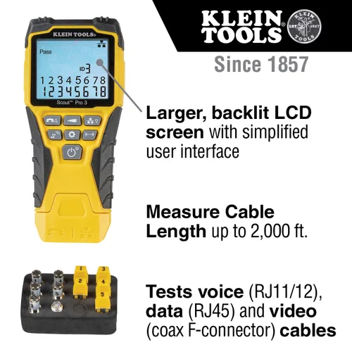 Vista 3 de Klein Tools VDV501-851 Kit de probador de cables y herramienta de perforación de impacto con hoja 66/110 y Klein Tools VDV226-110 Trinquete modular
