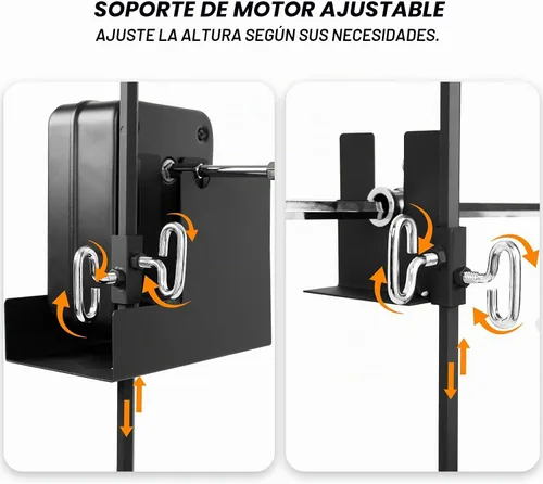 Vista 3 de Onlyfire sistema de parrilla rotativo, sin cables, de poste doble, de fuego abierto, con varilla de asado de 38 pulgadas