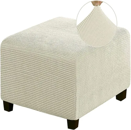 Vista 8 de Funda otomana de alta elasticidad, fundas protectoras de terciopelo elástico para reposapiés, lavable, resistente a la suciedad, con parte inferior