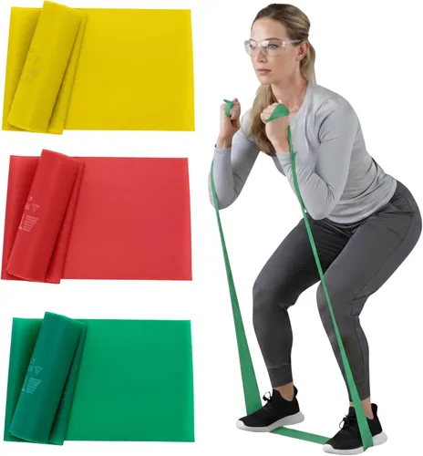 Vista 10 de THERABAND Juego de bandas de resistencia, bandas elásticas para ejercicio y terapia física, entrenamiento de fuerza para fitness superior e inferior