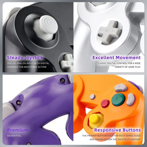 Vista 3 de Burcica 4PCS Controllers for Gamecube, with 4 Extension Cables and 4-Port USB Adapter for Switch PC Wii U Console (Black,Orange,Purple,Silvery)