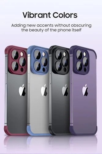 Vista 7 de LEKEVO Funda sin marco para iPhone 14 Pro Max con protector de lente de cámara, funda delgada y suave de TPU a prueba de golpes, carcasa minimalista