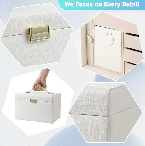 Vista 4 de DerBlue Joyero joyero organizador de joyas para mujer organizador de joyas de cuero sintético grande organizador de joyas de cuero sintético gran