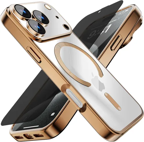 Vista 25 de Misscase Funda MagSafe compatible con iPhone 12 Pro Max con protector de lente de cámara, protección completa, funda magnética transparente