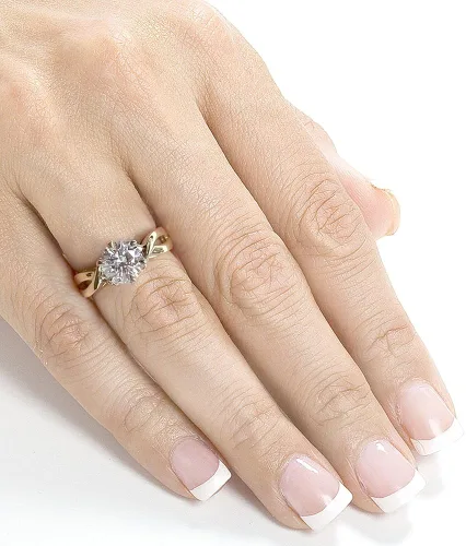 Vista 5 de Kobelli Anillo de compromiso solitario redondo de moissanita de oro amarillo de 14 quilates