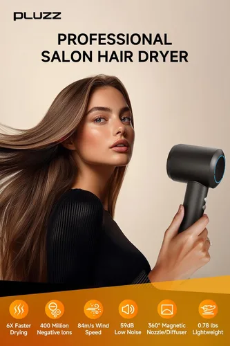 Vista 2 de Secador de pelo profesional con difusor para cabello rizado, secador iónico negativo de 1,312.3 ft para secado rápido, motor sin escobillas de alta