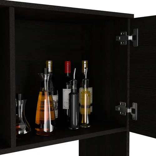 Vista 7 de Malta Kitchen - Armario de doble puerta, 4 patas, 3 estantes, color negro Wengue negro
