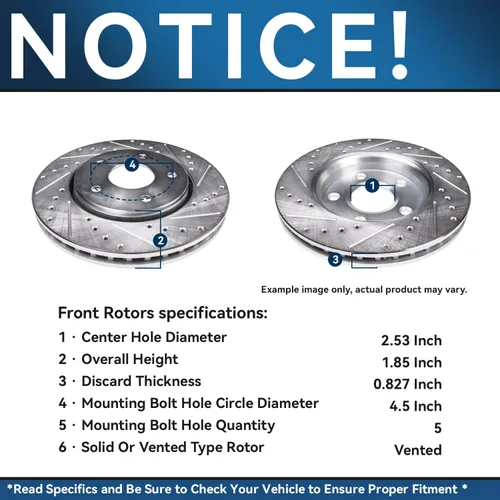 Vista 99 de Detroit Axle - Rotores de freno delantero para 04-13 Mazda 3 Rotores de frenos de disco 06-15 Mazda 5 Reemplazo: Rotor regular delantero de 11.81
