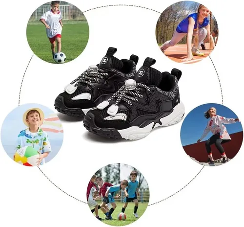 Vista 7 de HOBIBEAR Tenis deportivos para correr para niños y niñas, con velcro, ligeros y transpirables (niños pequeñosniños grandes)
