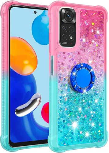 Vista 2 de Funda para teléfono Xiaomi Redmi Note 11S, funda para Redmi Note 11 4G, brillante efecto arena movediza TPU parachoques con cuatro esquinas cubierta