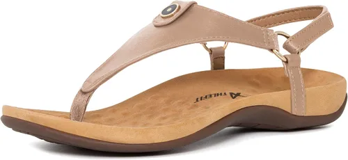 Vista 9 de Athlefit - Sandalias cómodas para mujer con correa en T, con correa trasera, ortopédica, sandalias con soporte ortopédico para el arco del pie