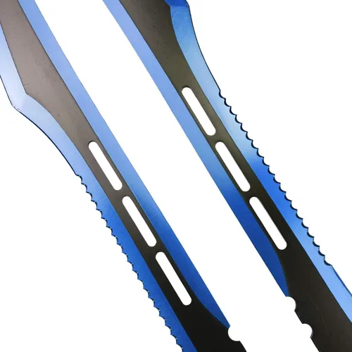 Vista 5 de juego de 2 machetes tácticos de 27 pulgadas / 68.58 cm., espada ninja, espada doble Katana Full Tang para colección, regalo, campamento, deportes al