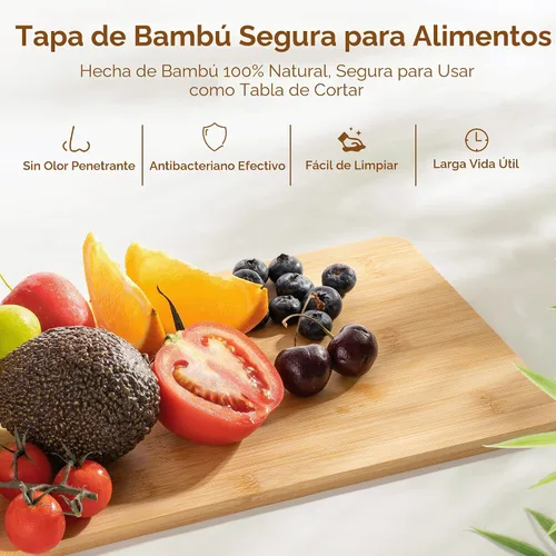 Vista 4 de Criusia 2 organizadores grandes y 2 pequeños de despensa y almacenamiento con tapas de bambú, contenedores transparentes apilables para cebolla