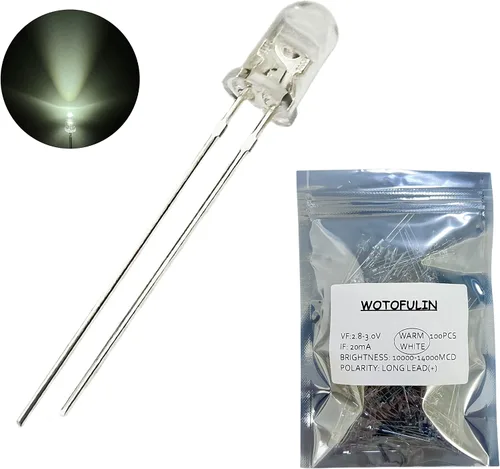 Vista 10 de 0.197 in rojo LED diodo luces 100pcs DC 2V 20mA lente clara redonda componentes electrónicos diodos emisores de luz bombillas LED