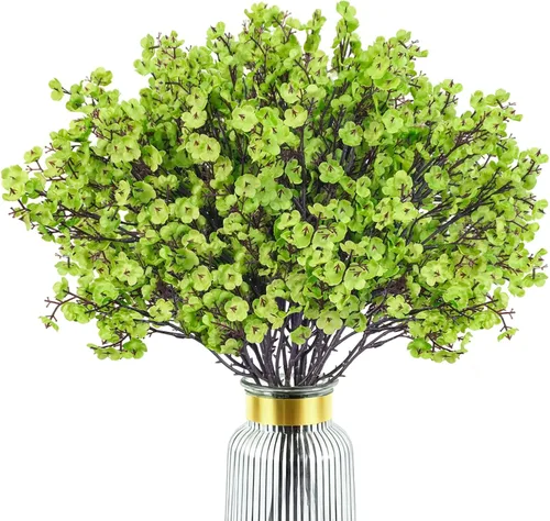 Vista 18 de Uieke - Ramo de 15 flores artificiales de Gypsophila tipo Baby Breath, flores de seda falsas de tacto real para hotel, hogar, oficina, cocina, baño