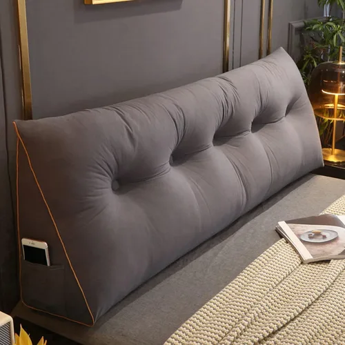 Vista 14 de Cómoda almohada lumbar para descansar la cama, cojín triangular para leer y respaldo, almohada de cabecera para cama, almohada de lectura grande