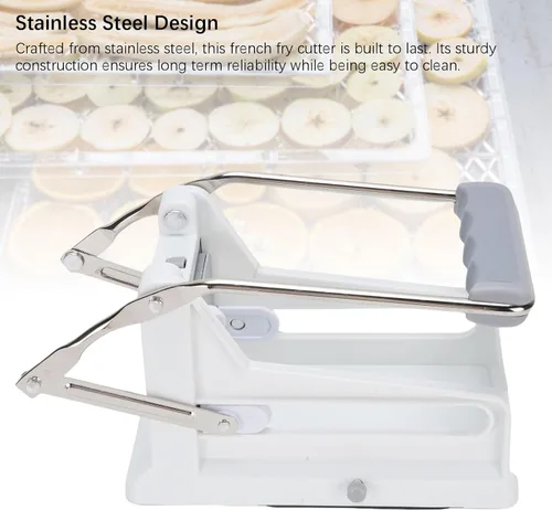 Vista 3 de Cortador de papas francesas de acero inoxidable profesional para patatas y verduras, cortador de patatas con 2 juegos de cuchillas para zanahoria