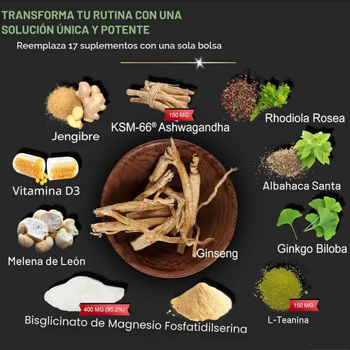 Vista 2 de DLNIA Gomitas de apoyo de glicinato de magnesio y cortisol Enfoque tranquilo por día, sueño profundo por la noche 17 en 1 con Ashwagandha