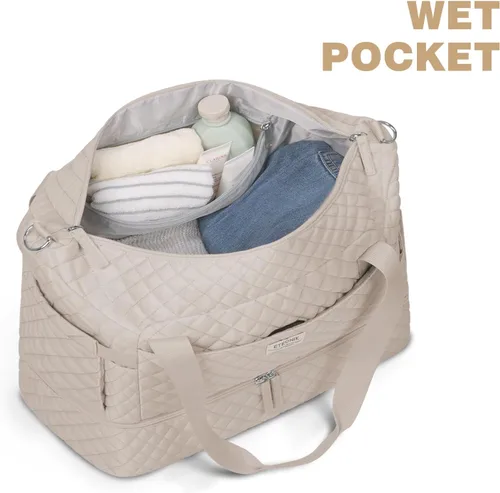 Vista 2 de Bolsos Weekender para mujer, Caqui, Bolsa de viaje