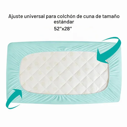 Vista 5 de Paquete de 2 sábanas protectoras para colchón de cuna, impermeables, 52 x 28 pulgadas Funda acolchada para colchón de cuna ajustada para colchón