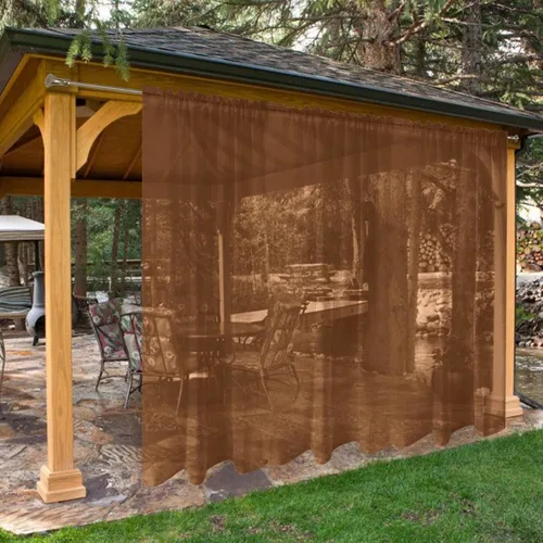 Vista 44 de SpaceDresser - Cortinas transparentes impermeables para exterior para patio - 2 paneles con bolsillo para barra, cortinas de gasa transparentes