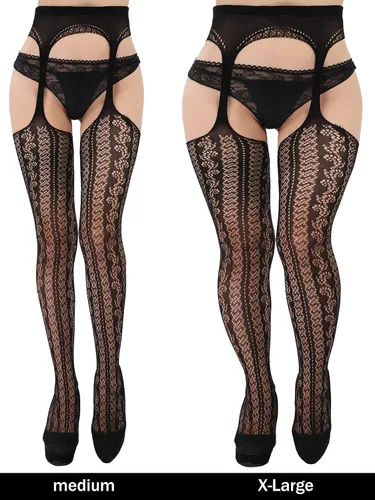 Vista 4 de 4 pares de medias de encaje para mujer, medias de malla para vestir