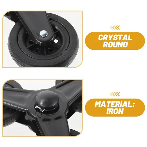 Vista 3 de 1 par de ruedas de cristal de acero inoxidable, ruedas triangulares resistentes para carritos de compras, carretillas de escalada de escaleras