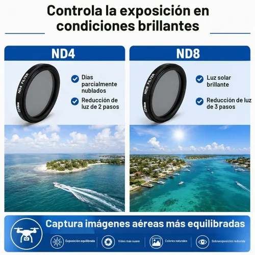 Vista 5 de Kit de filtro de 1.457 in para drones DJI Phantom serie 3. El kit incluye: CPL, ND4, ND8, UV, tapa de lente, protector de tapa + paño de microfibra