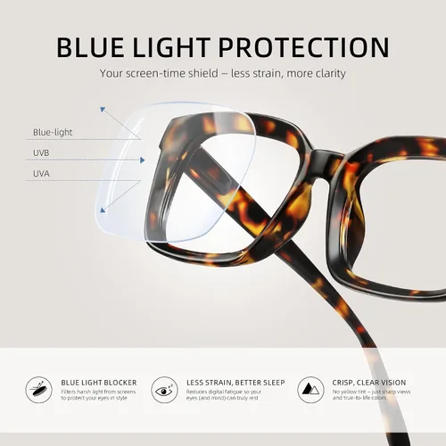 Vista 3 de Gafas de luz azul para mujer, gafas de juegos de computadora antifatiga ocular de gran