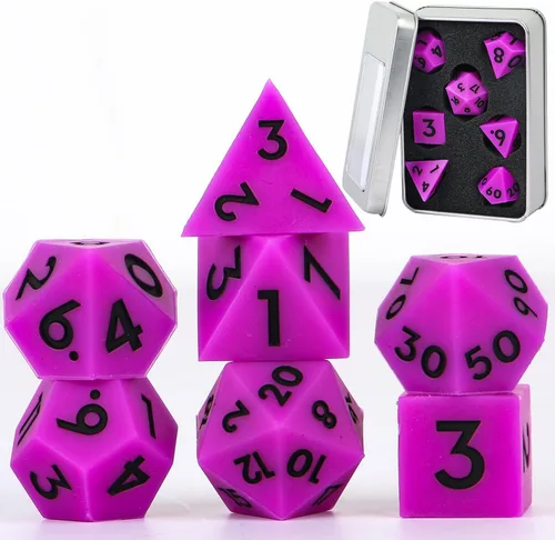 Vista 17 de DND - Juego de dados de borde afilado, 7 piezas de dados poliédricos DND con exquisito embalaje de caja de hoja, ideal para juegos de rol
