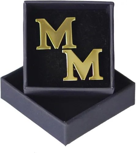 Vista 4 de Gemelosmancuernas de oro con el alfabeto con caja de regalo, para hombres