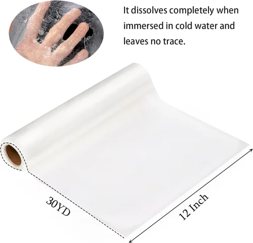 Vista 2 de Nicunom Estabilizador soluble en agua para película de bordado, rollo de 12 pulgadas x 30 yardas, estabilizador de bordado soluble en agua