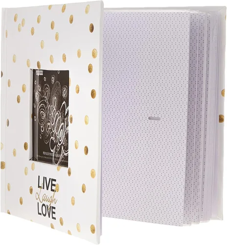 Vista 3 de Pioneer Photo Albums Golden Dots Live Laugh Love - Álbum de fotos (200 unidades, 4 x 6 pulgadas), color dorado