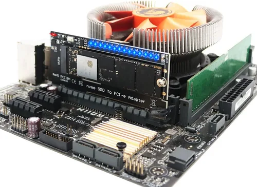 Vista 6 de HLT M.2 nvme SSD a PCI-E 4X/8X/16X adaptador con 3528 flash colorido LED