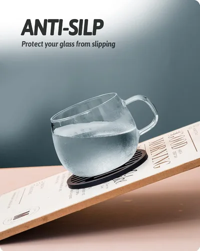 Vista 8 de Juego de 6 posavasos de silicona para bebidas con soporte, impermeables, antideslizantes, reutilizables, posavasos duraderos para mesa, bar